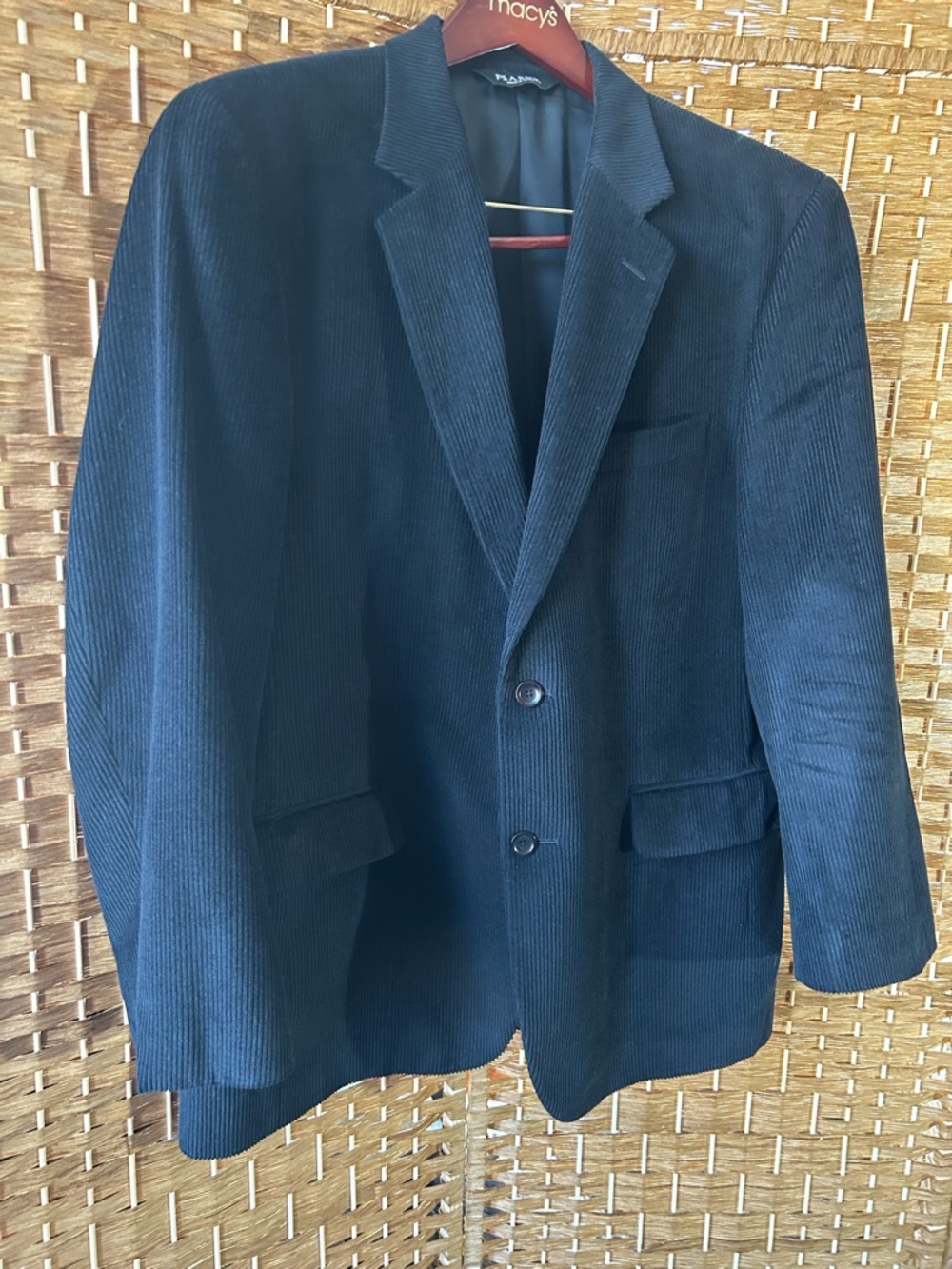 Corduroy Sport Coat Blazer 46S Black Classic Tailored Business Casual Jos A Bank